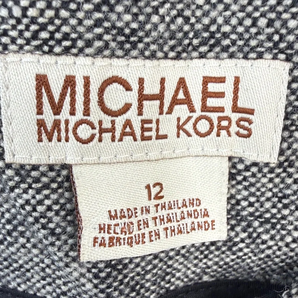 Michael Kors Gray Wool Blend Tweed Pencil Skirt 12 Career wear dark‎ academia